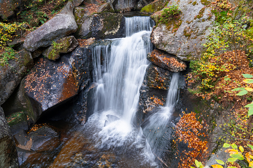 colorful waterfall in autumn season