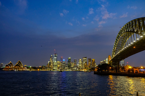 city with Sydney Harbour Bridge