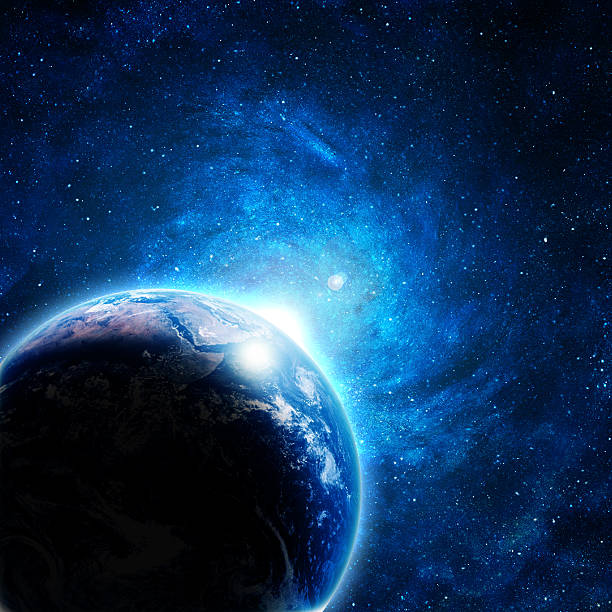 istock blue earth in space with rising sun 177368929
