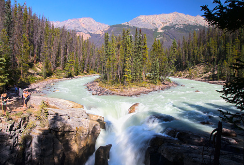 Amazing waterfall in Canadian Rockies