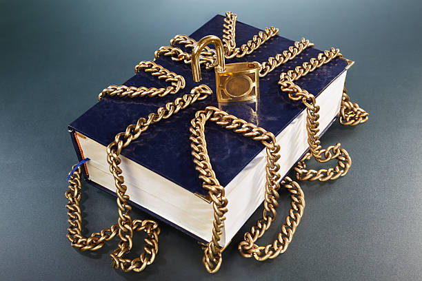 istock Book with golden chain and lock 177370455