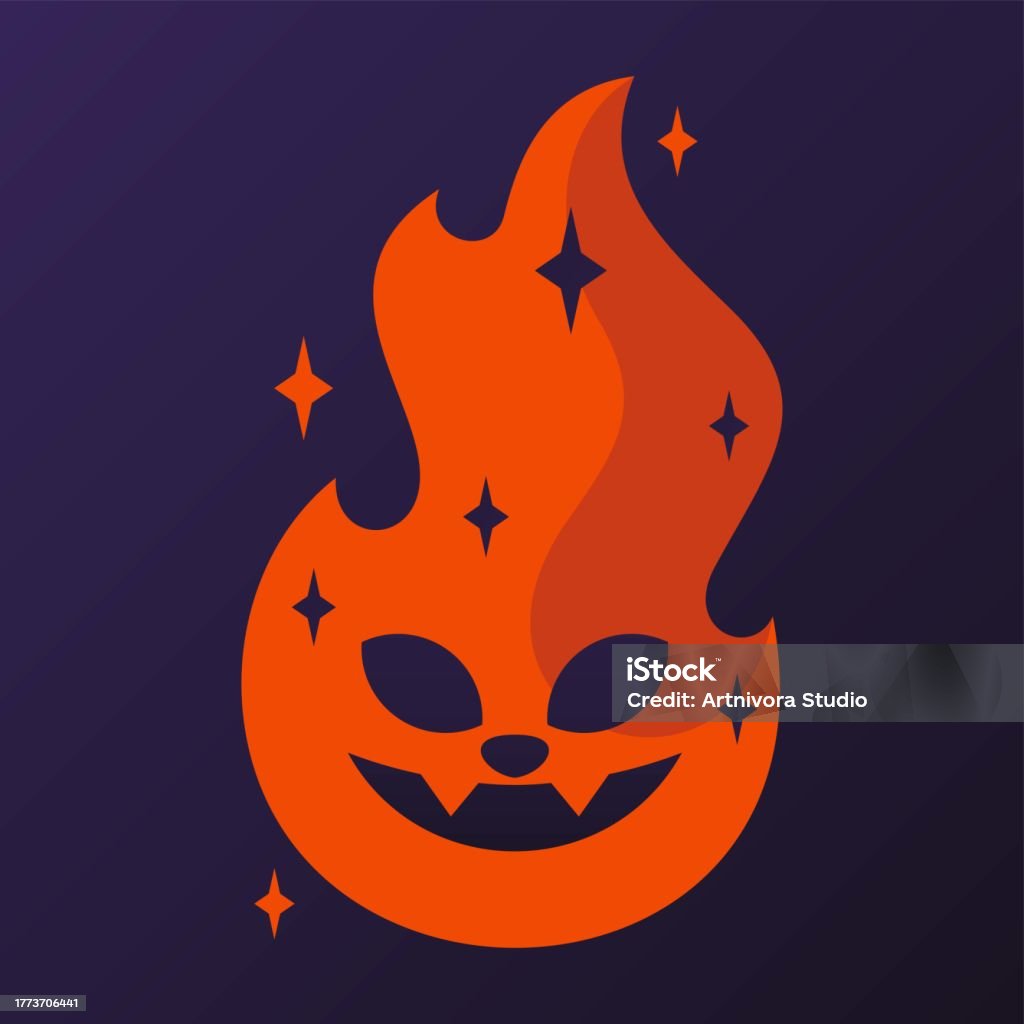 Fire Cat Abstract Vector Illustration Flame Cat Mascot Cartoon Style Stock Illustration ...