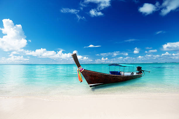 istock wood boat on the beach 177371655