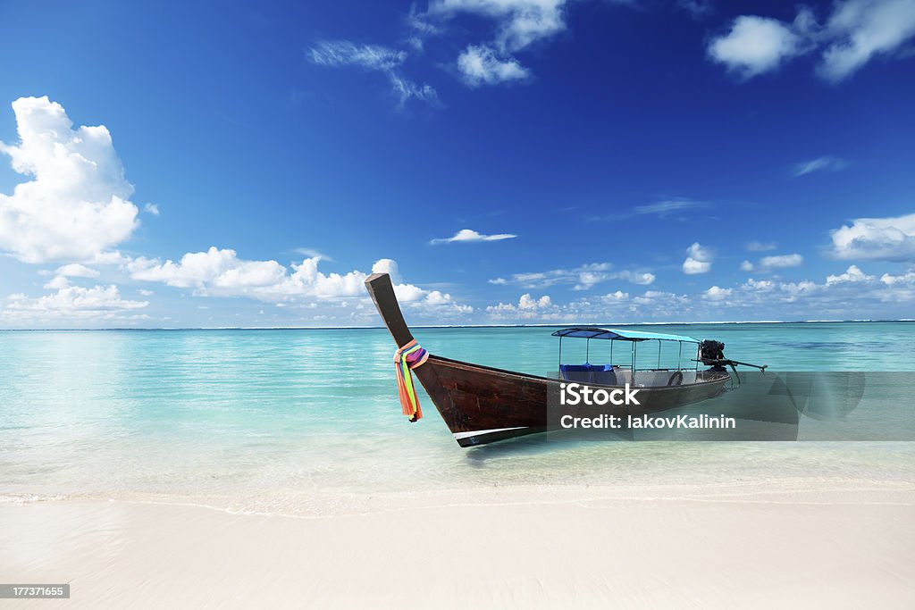 wood boat on the beach Atlantic Ocean Stock Photo