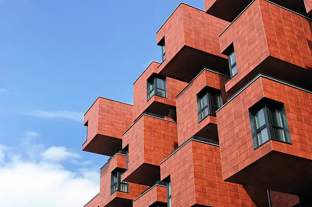 "Modern building of unusual shape in Vienna, Austria"