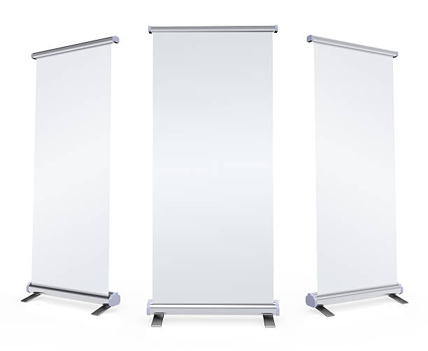 Blank roll up banner Blank roll up banner display on white background rolling stock pictures, royalty-free photos & images