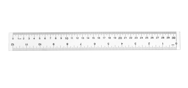 Plastic transparent Ruler with white background