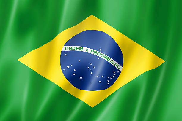Close-up view of the Brazilian flag stock photo