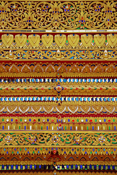 istock golden Thai's pattern made from colorful glass 177373127