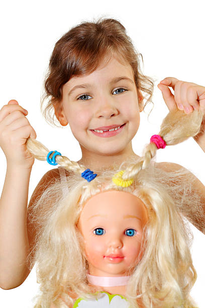 istock Little girl shows dolls braids 177373189