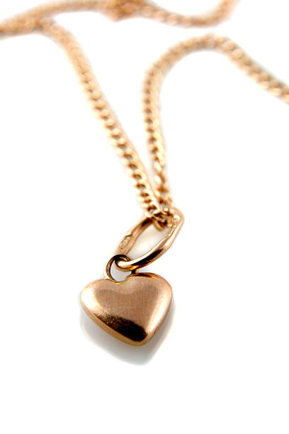 istock Gold heart pendant with chain 177373459