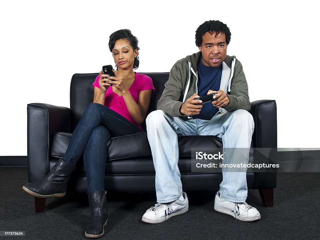 Schwarze männliche ist ignorieren seine Freundin spielen Videospiele - Lizenzfrei Afrikanischer Abstammung Stock-Foto