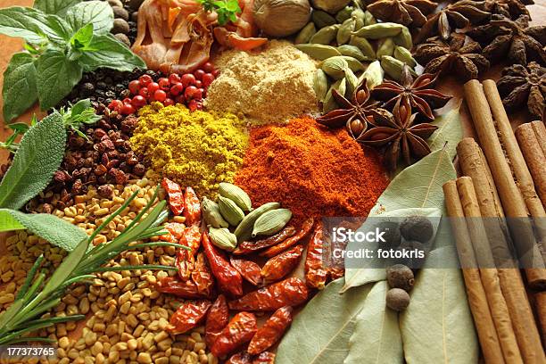 Spices And Herbs Stock Photo - Download Image Now - Allspice, Anise, Basil