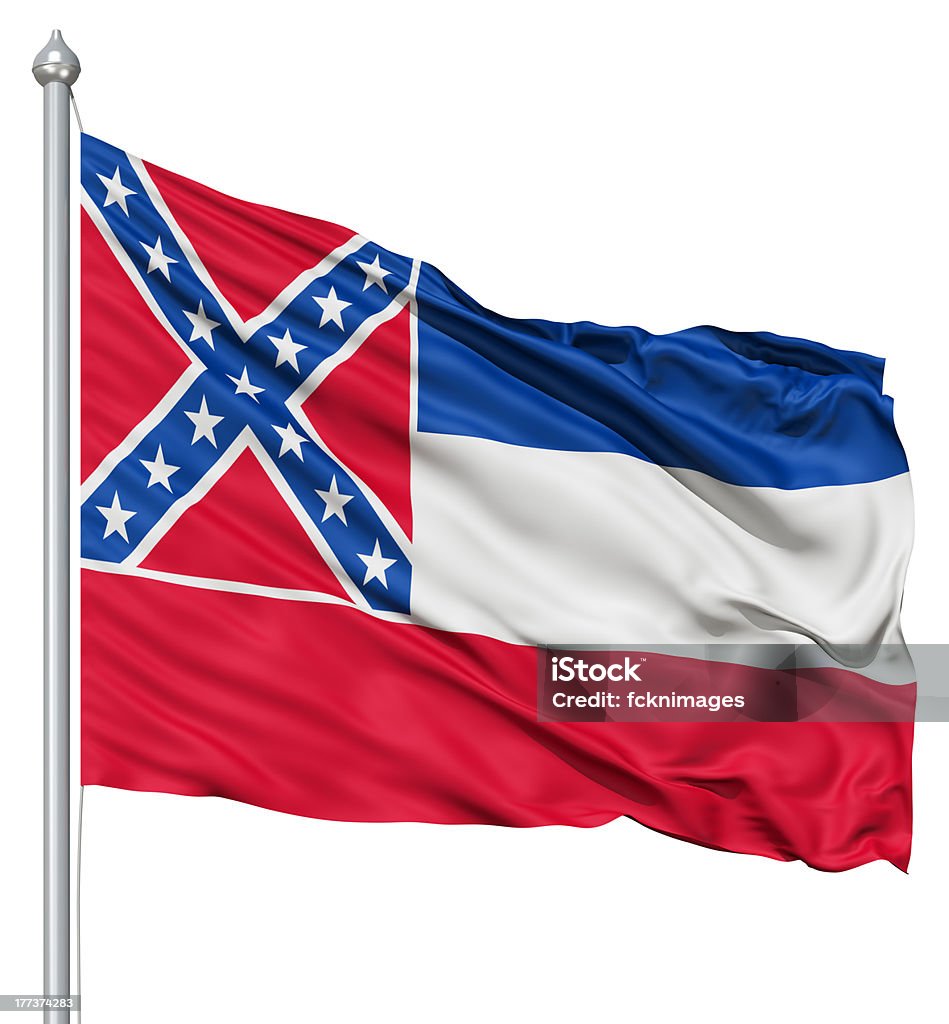 Agitando bandera de los Estados Unidos estado de Mississippi - Foto de stock de Autoridad libre de derechos