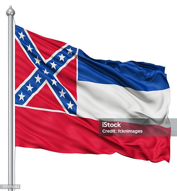 Sventolare La Bandiera Degli Stati Uniti Dello Stato Del Mississippi - Fotografie stock e altre immagini di A forma di croce