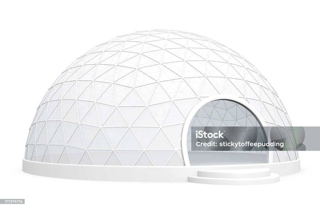 Белый Выставка Куполообразная палатка на белом фоне - Стоковые фото Куполообразная палатка роялти-фри