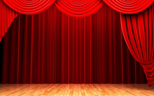 istock Red velvet curtain opening scene 177374951