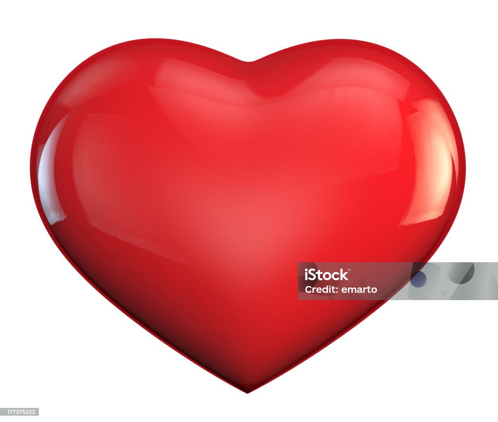 Heart love symbol Red heart with reflections isolated on white. Clipping path included for easy selection. Heart Shape Stock Photo