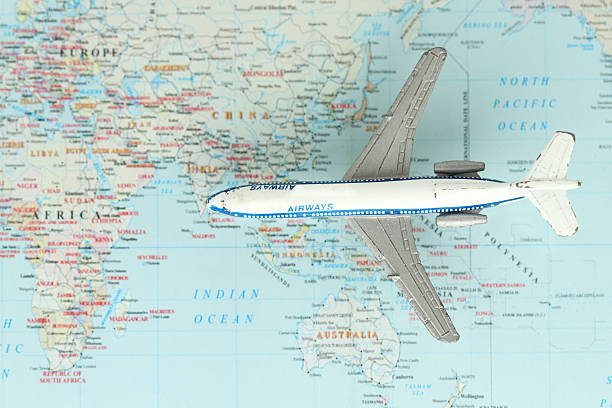 istock Toy airplane in a world map 177375620