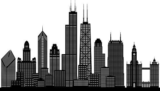 Chicago skyline. All buildings are moveable and complete.