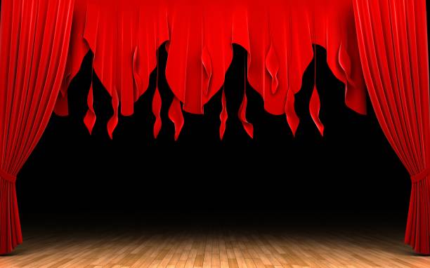 istock Red velvet curtain opening scene 177376636