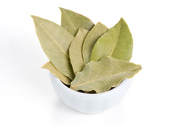 istock Bay Leaves in a bowl on white background. 177376857