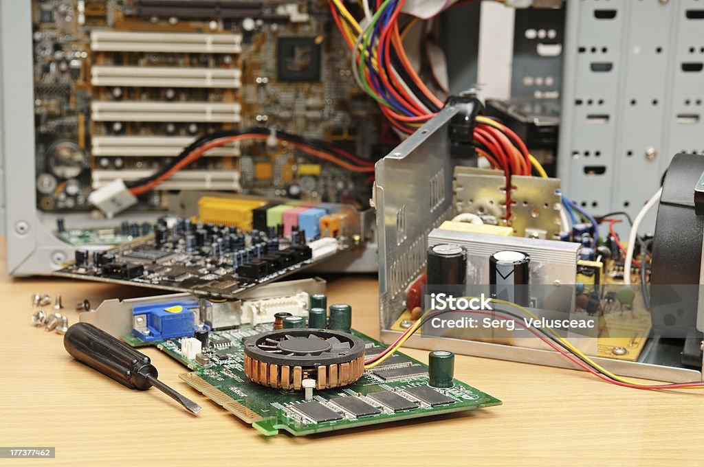 Repair of a computer CPU Stock Photo