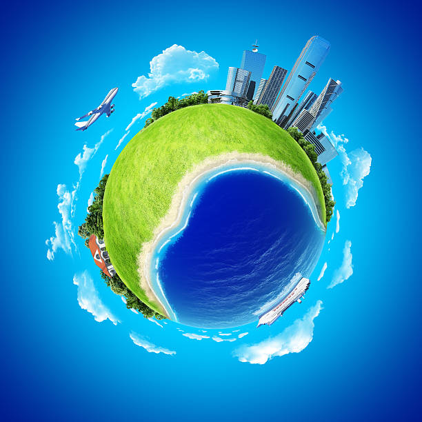 istock Planet with modern city and countryside. 177377554