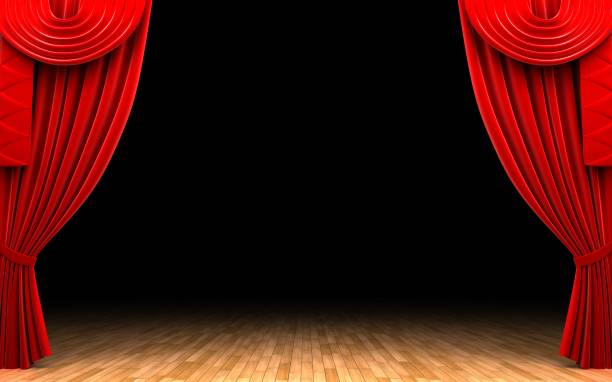 istock Red velvet curtain opening scene 177378813