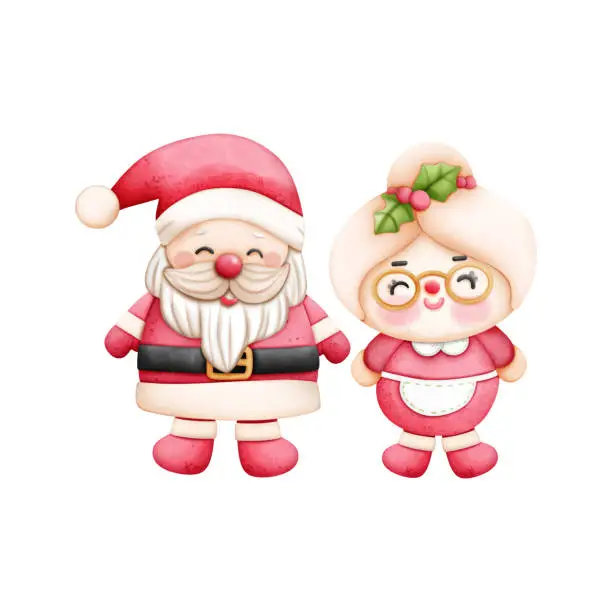 Vector illustration of Two christmas happy santa vector illusatration