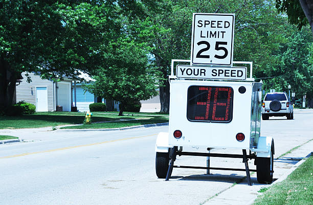 Slow Down Portable speed limit radar.Click on the photo below to see my other photos of URBAN SCENES . . . speed limit sign stock pictures, royalty-free photos & images