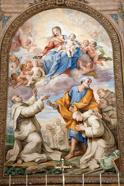 istock Rome - Holy Mary in heaven with the sanits 177380283