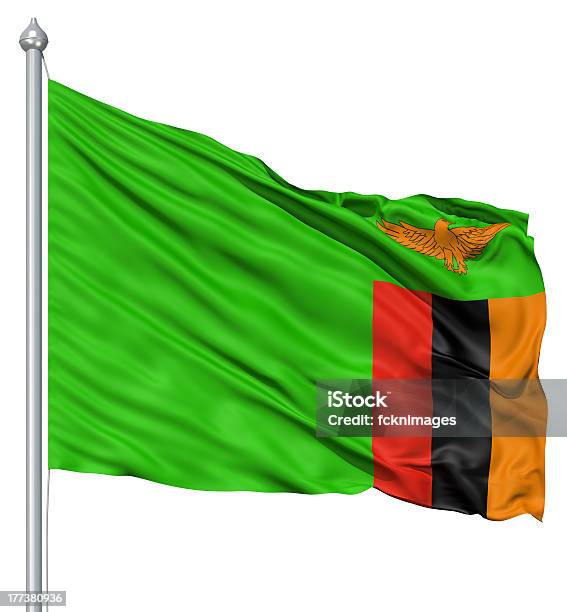 Falując Flaga Zambii - zdjęcia stockowe i więcej obrazów Autorytet - Autorytet, Bez ludzi, Białe tło