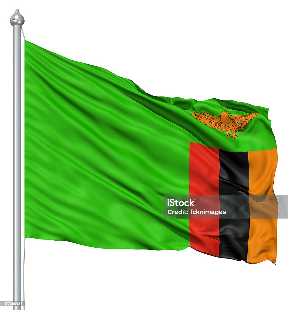 Acenando a Bandeira da Zâmbia - Royalty-free Autoridade Foto de stock