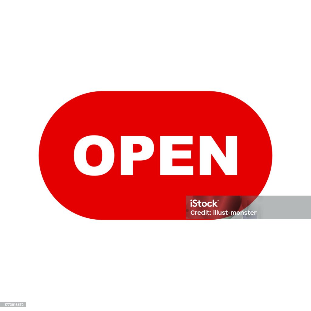 Red Open Button Simple Red Open Button Vector Stock Illustration - Download Image Now ...