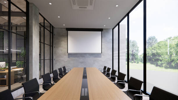 istock Interior Empty Modern Loft Office open space modern office footage.Modern open concept Lobby and reception area meeting room design.3d Rendering . 1773816746