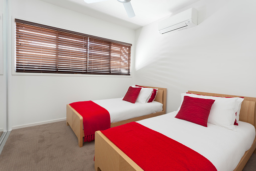 Stylish twin bedroom in modern Australian house