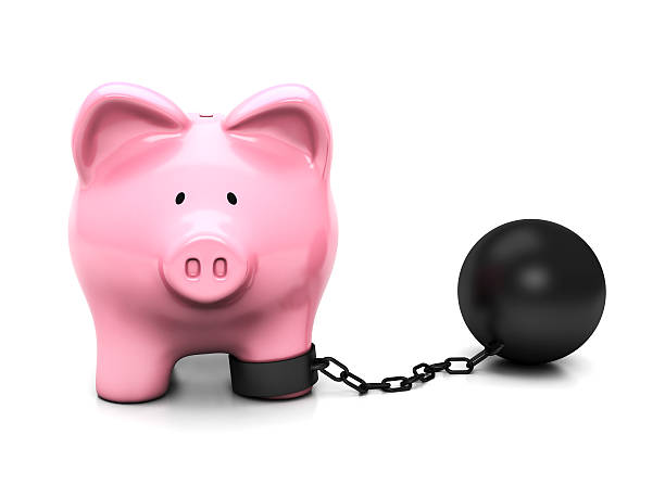 istock Piggy bank with Ball and Chain 177382435