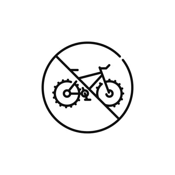 Vector illustration of No bicycle line icon sign symbol isolated on white background