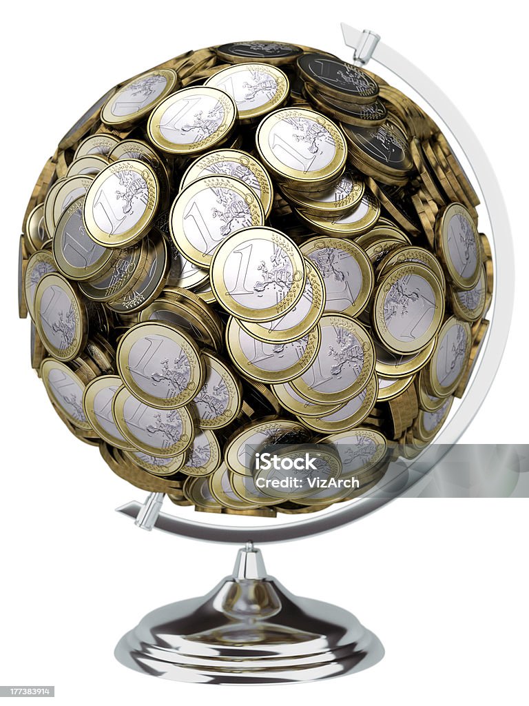 globe collected from the European money isolated on white background Idea for the advertising of banking services or business travel Globe - Navigational Equipment Stock Photo