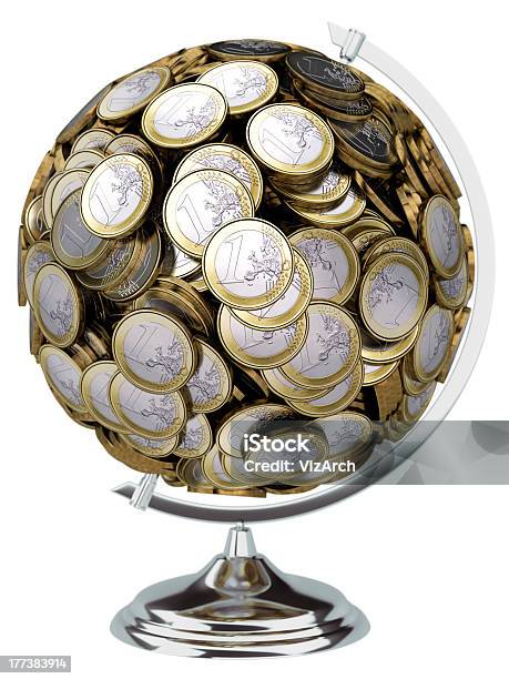 Globe Collected From The European Money Isolated On White Background Stock Photo - Download Image Now