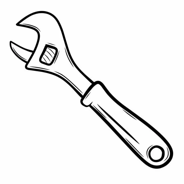 Vector illustration of wrench isolated on white