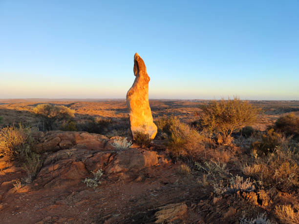 Sandstone sculpture at The Living Desert State park near Broken Hill City, nestled amongst the Barrier Ranges.On top of the highest hill inside the reserve are 12 sandstone sculptures, created in 1993 by a group of artists from all over the world, which are now one of the top attractions in Outback NSW.