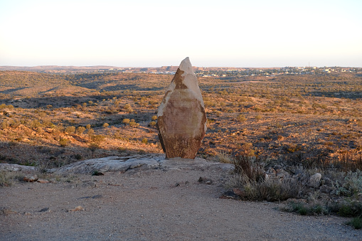 Sandstone sculpture at The Living Desert State park near Broken Hill City, nestled amongst the Barrier Ranges.
On top of the highest hill inside the reserve are 12 sandstone sculptures, created in 1993 by a group of artists from all over the world, which are now one of the top attractions in Outback NSW.
