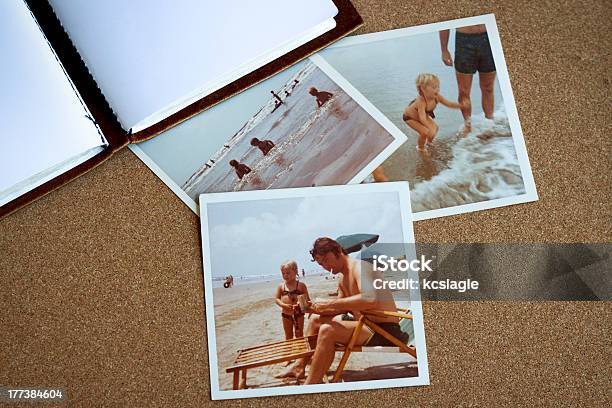 Bulletin Board With 1970s Family Photos At Beach Stock Photo - Download Image Now - Photograph, Photography, Photo Album