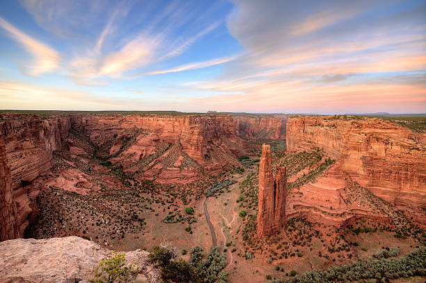 Spider Rock, Canyon de Chelly National Monument "Spider rock at sunset, Canyon de Chelly national monument, Arizona" canyon de chelly stock pictures, royalty-free photos & images