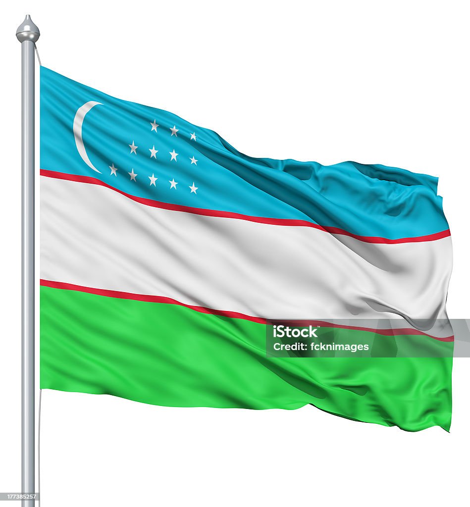 Falując Flaga Uzbekistanu - Zbiór zdjęć royalty-free (Autorytet)