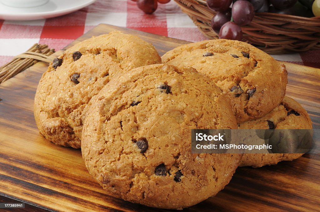 Gourmet Cookies Gourmet chocolate chip cookies with pumpkin Checked Pattern Stock Photo