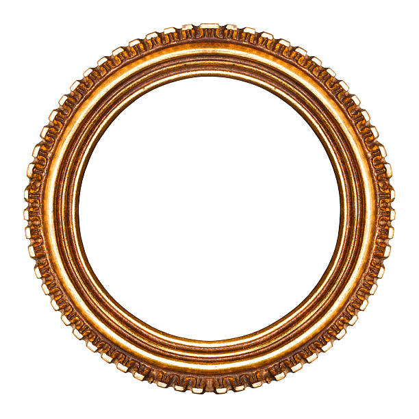 istock Old retro round wooden picture frame 177386001