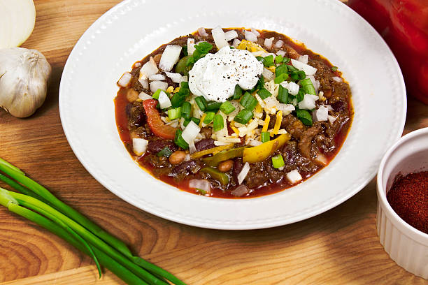 Bowl of Gourmet Chili stock photo